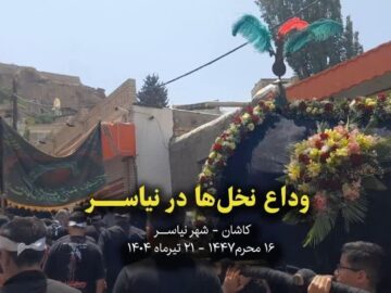 وداع نمادین نخل‌ها در نیاسر؛ آیینی ۷۰۰ ساله در سوگ ششمین روز شهادت امام حسین(ع)+فیلم