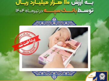 اعطای ۳۱ هزار فقره تسهیلات به ارزش ۱۱۰ هزار میلیارد ریال توسط بانک سپه در تیرماه