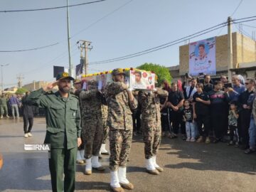 پیکر مطهر یک شهید دفاع مقدس میانرود دزفول در زادگاهش آرام گرفت
