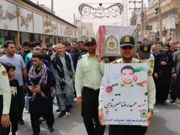 برگزاری مراسم با شکوه تشییع پیکر شهید میرشاهی در زابل