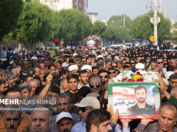 پیکر پاک شهید ایمان قائدی در بوشهر تشییع شد
