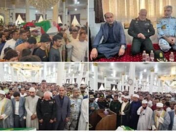 پیکر شهید مدافع امنیت در شهر «نخل تقی» تشییع و خاکسپاری شد