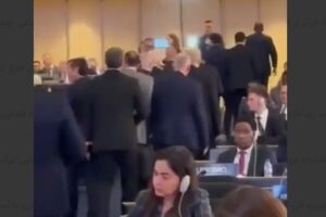 ترک کنفرانس روسای پارلمان‌ها در ژنو حین سخنرانی رئیس «کنست»+ فیلم