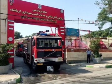 استقرار تیم های آتش نشانی برای خدمات رسانی به زائران در مرز خسروی