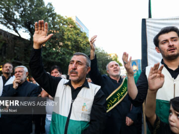 عزاداری زائران و خادمیاران رضوی در حرم حضرت عبدالعظیم حسنی(ع)