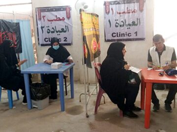 خدمت رسانی تیم‌های جهادی بسیج جامعه پزشکی استان بوشهر در ایام اربعین