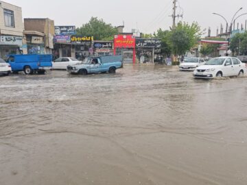بارندگی شدید در خراسان شمالی موجب آب‌گرفتگی معابر شهری شد