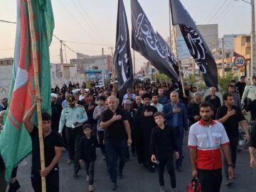 پیاده روی دلدادگان اربعین حسینی در گناوه برگزار شد