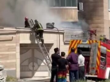 آنش سوزی ساختمان در فلکه رودکی ولیعصر تبریز