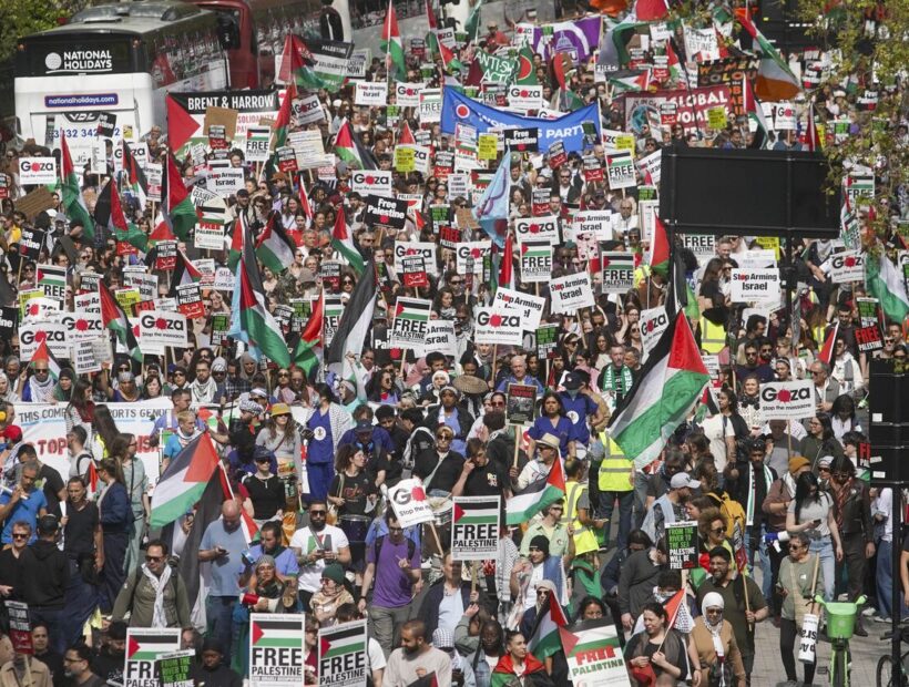 فریاد فلسطین در قلب لندن؛ هزاران نفر علیه محاصره غزه راهپیمایی کردند