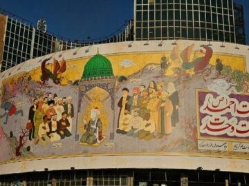 «اُمّت احمد(ص)، اُمّت وَحدَت»؛ دیوارنگاره جدید میدان ولیعصر(عج)