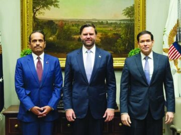 نخست وزیر قطر با معاون رئیس جمهور و وزیرخارجه آمریکا دیدار کرد