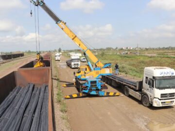 ارسال ۱۲۰۰ تن میلگرد از رشت به ترکمنستان با قطارهای باری